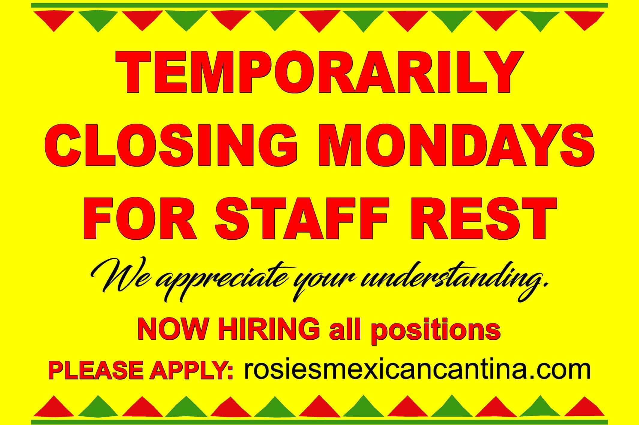temporary closing